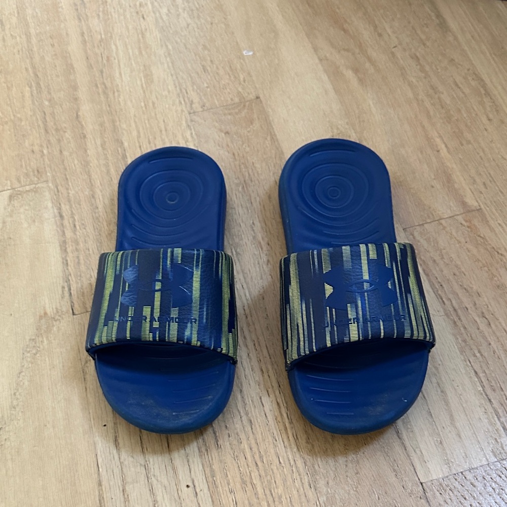 Kids Blue Under Armour Slide Sandals